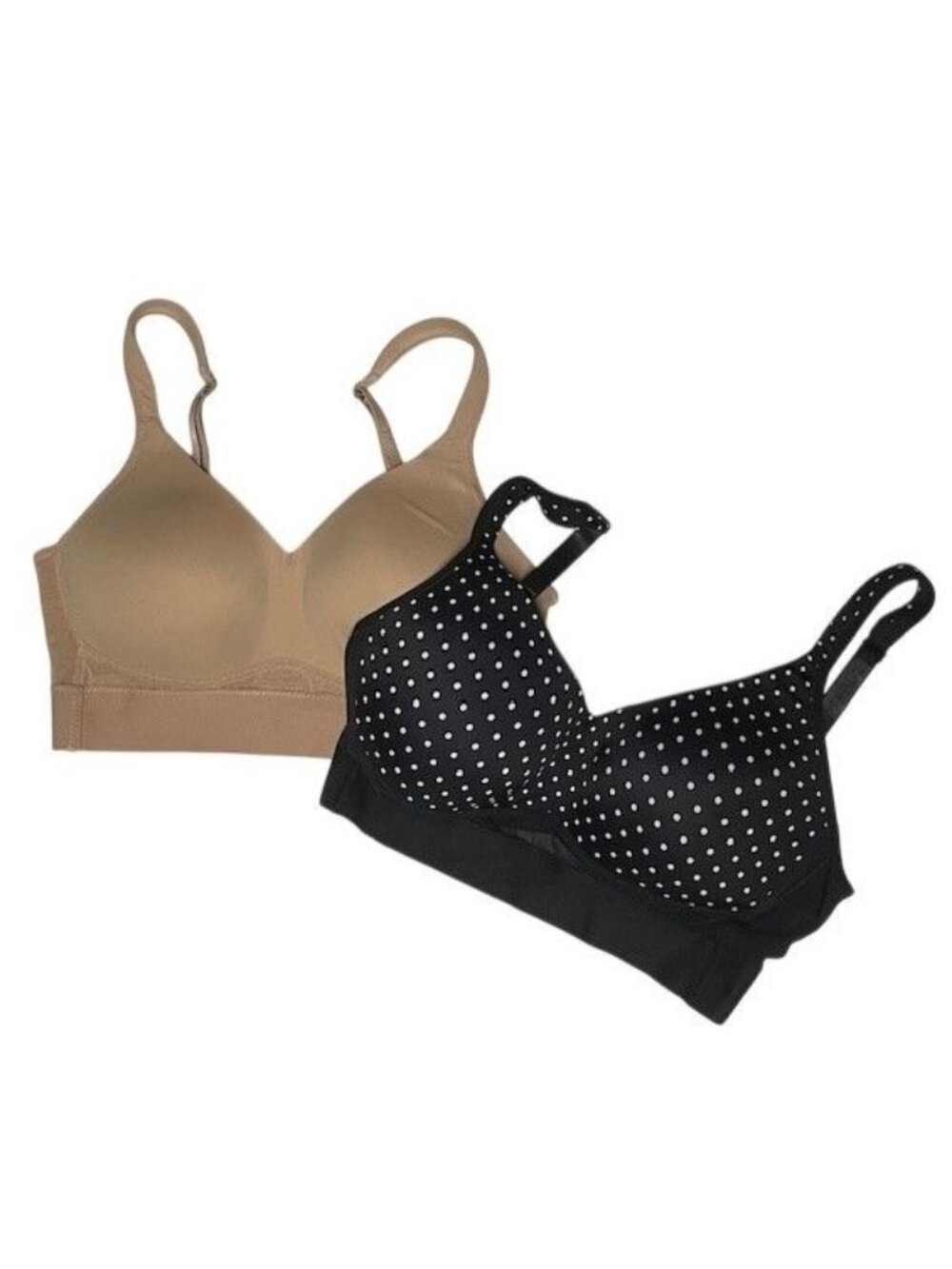 Rhonda Shear Molded Cup Bra with Mesh Back Set of Two Dot/Solid  LARGE